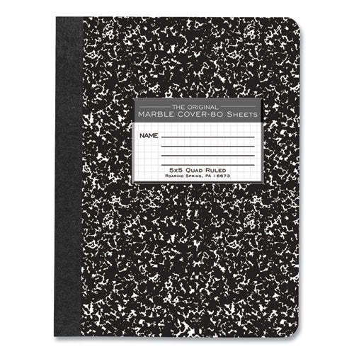 Roaring Spring Hardcover Composition Book Quadrille 5 Sq/in Rule Black Marble Cover (80) 9.75x7.5 Sheet 48/ct Ships In 4-6 Bus Days