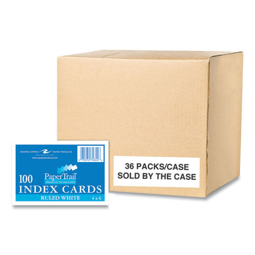 Roaring Spring White Index Cards Narrow Ruled 4x6 100 Cards 36/Case