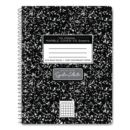 Roaring Spring Spring Signature Composition Book Quad 5 Sq/in Rule Black Marble Cover (70) 9.75x7.5 Sheet 24/ct Ships In 4-6 Bus Days