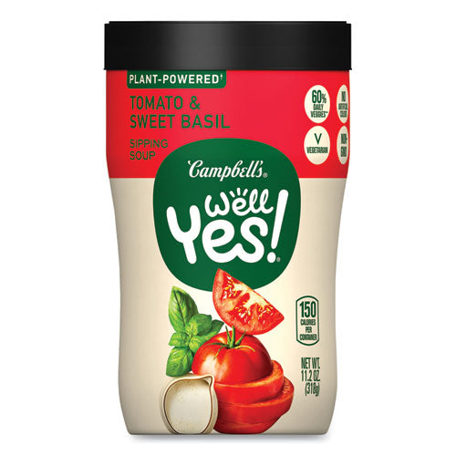 Campbell's Well Yes Tomato And Sweet Basil Sipping Soup 11.2 Oz Cup 8/Case