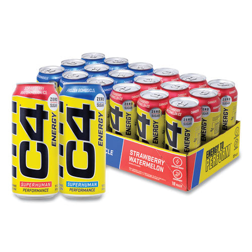 C4 Energy Drink Variety Pack Assorted Flavors 16 Oz Can 18/Case