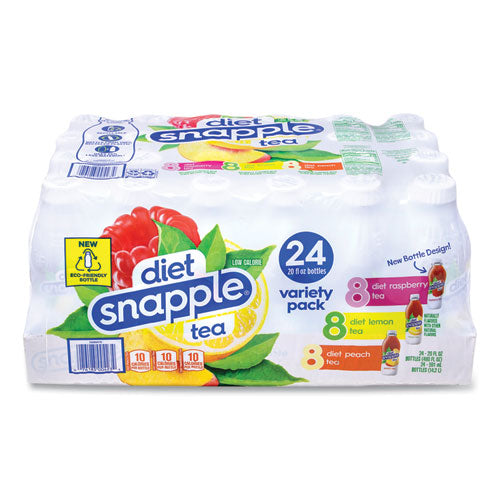 Diet Snapple Ice Tea Variety Pack Assorted Flavors 20 Oz Bottle 24/Case