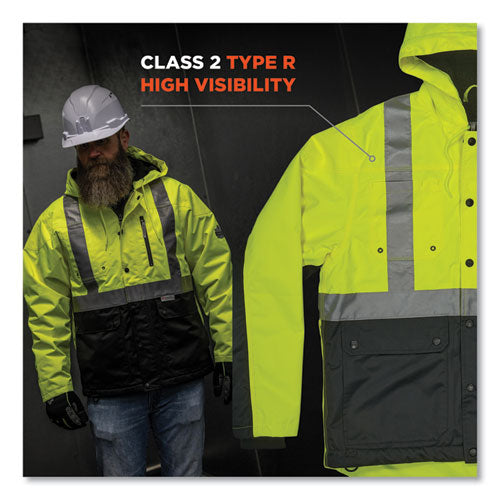 Ergodyne Glowear 8275 Class 2 Heavy-duty Hi-vis Workwear Sherpa Lined Jacket 3x-large Lime