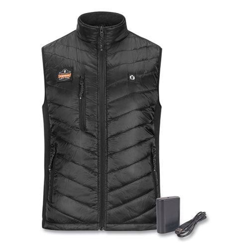 Ergodyne N-ferno 6495 Rechargeable Heated Vest With Batter Power Bank Fleece/polyester Medium Black