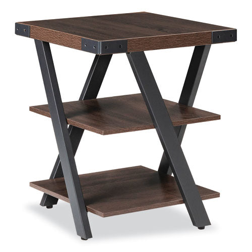 Safco End Table Square 20x20x25 Southern Tobacco Top Black Base