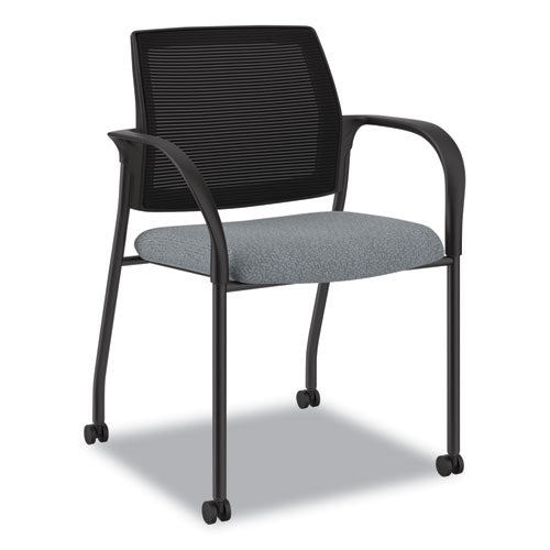 HON Ignition Series Mesh Back Mobile Stacking Chair Fabric Seat 25x21.75x33.5 Basalt/black