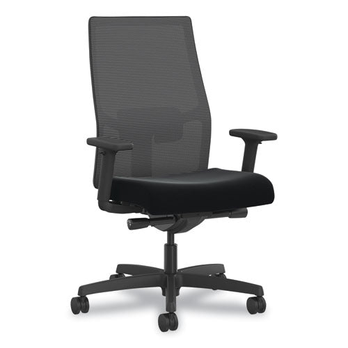 HON Ignition 2.0 4-way Stretch Mid-back Mesh Task Chair Gray Adjustable Lumbar Support Black