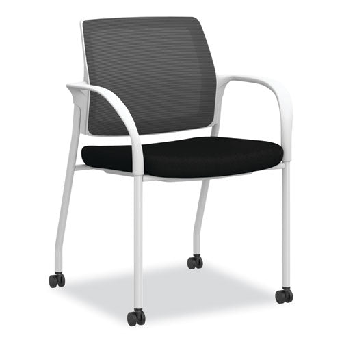 HON Ignition Series Mesh Back Mobile Stacking Chair Fabric Seat 25x21.75x33.5 Black/white