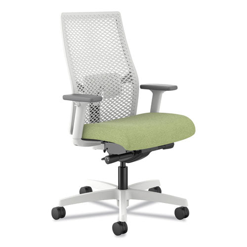 HON Ignition 2.0 Reactiv Mid-back Task Chair 17.25" To 21.75" Seat Height Fern Fabric Seat Designer White Back White Base