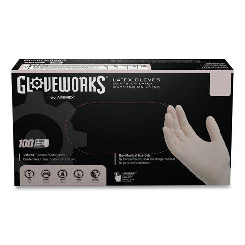 GloveWorks By AMMEX Latex Disposable Gloves Powder-free 4 Mil Medium Ivory 100 Gloves/box 10 Boxes/Case