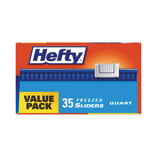 Hefty Slider Bags 1 Qt 2.5 Mil 7"x8" Clear 35 Bags/box 9 Boxes/Case