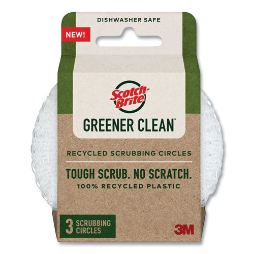 Scotch-Brite Greener Clean Recycled Scrubbing Circle 3.5" Diameter 0.7" Thick White 3/pack