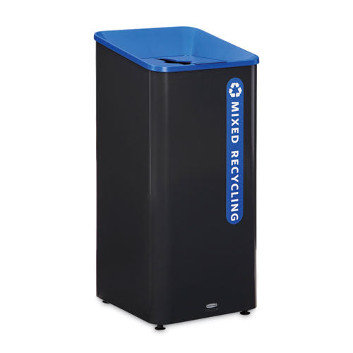 Rubbermaid Commercial Sustain Decorative Refuse With Recycling Lid 23 Gal Metal/plastic Black/blue