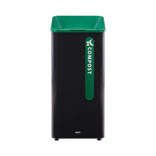Rubbermaid Commercial Sustain Decorative Refuse With Recycling Lid 23 Gal Metal/plastic Black/green