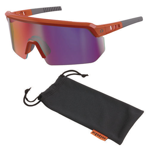 Ergodyne Skullerz Aegir Anti-scratch/anti-fog Safety Glasses Orange Nylon Frame Purple Mirror Lens Ships In 1-3 Bus Days