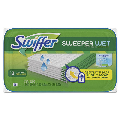 Swiffer Wet Refill Cloths 10x8 Open Window Fresh Cloth White 12/tub 12 Tubs/Case