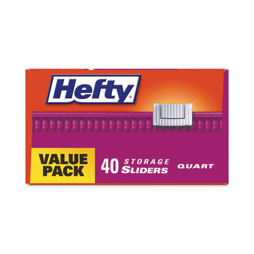 Hefty Slider Bags 1 Qt 1.5 Mil 8"x7" Clear 40 Bags/box 9 Boxes/Case