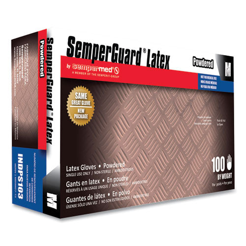 SemperGuard Latex Gloves Cream Medium 100/box 10 Boxes/Case