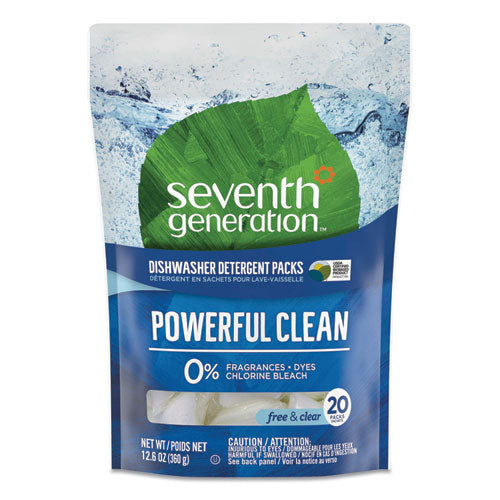 Seventh Generation Natural Automatic Dishwasher Detergent Packs Free And Clear 45 Powder Packets/box