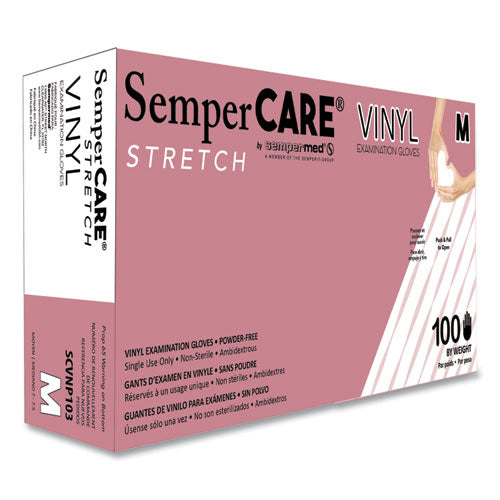 SemperCare Stretch Vinyl Examination Gloves Cream Medium 100/box 10 Boxes/Case