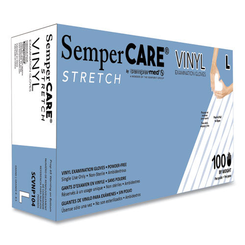 SemperCare Stretch Vinyl Examination Gloves Cream Large 100/box 10 Boxes/Case