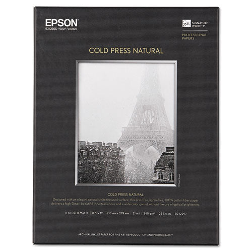 Epson Cold Press Fine Art Paper 19 Mil 8.5x11 Textured Matte Natural 25/pack