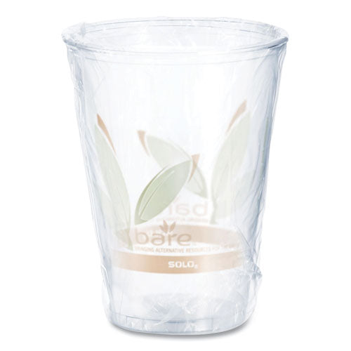 Dart Bare Eco-forward Rpet Cold Cups 10 Oz Leaf Design Clear/green/orange Individually Wrapped 500/Case