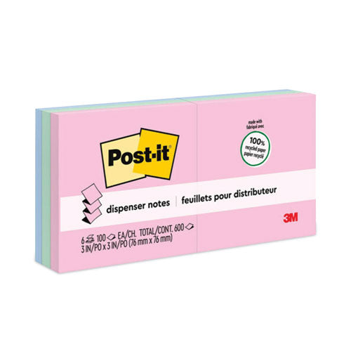 Post-it Greener Notes Original Recycled Pop-up Notes 3x3 Sweet Sprinkles Collection Colors 100 Sheets/pad 6 Pads/pack