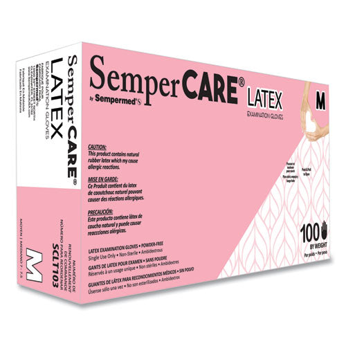 SemperCare Latex Examination Gloves Cream Medium 100/box 10 Boxes/Case