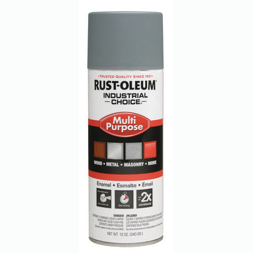 Rust-Oleum Industrial Choice 1600 System Multi-purpose Enamel Spray Paint Flat Gray 12 Oz Aerosol Can 6/Case