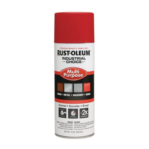 Rust-Oleum Industrial Choice 1600 System Multi-purpose Enamel Spray Paint Flat Safety Red 12 Oz Aerosol Can 6/Case
