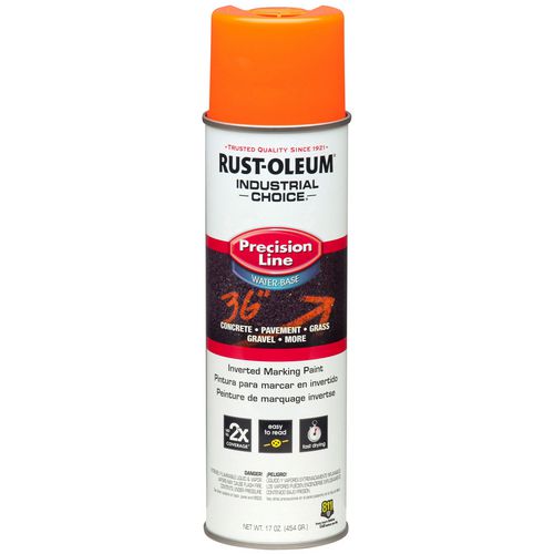 Rust-Oleum Industrial Choice Precision Line Marking Paint Flat Fluorescent Orange 17 Oz Aerosol Can 12/Case