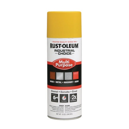 Rust-Oleum Industrial Choice 1600 System Multi-purpose Enamel Spray Paint Flat Safety Yellow 12 Oz Aerosol Can 6/Case