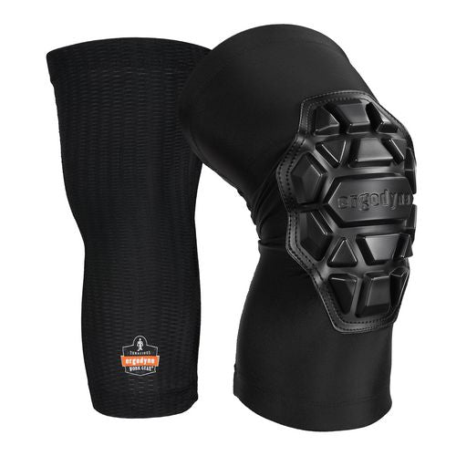 Ergodyne Proflex 550 Padded Knee Sleeves With 3-layer Foam Cap Slip-on X-large+ Black Pair