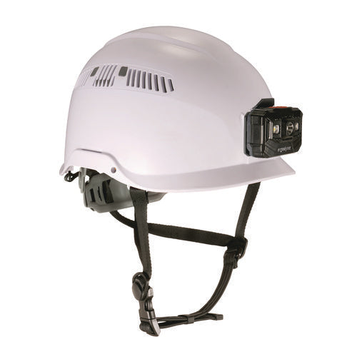 Ergodyne Class C Safety Helmet With Led Light And Adjustable Venting 6-point Rachet Suspension White