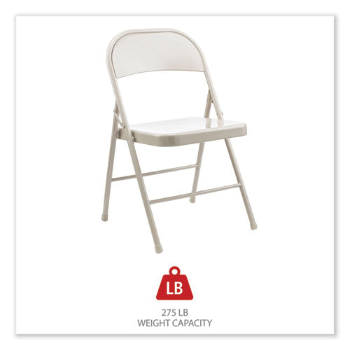 Armless Steel Folding Chair, Supports Up To 275 Lb, Taupe Seat, Taupe Back, Taupe Base, 4/carton