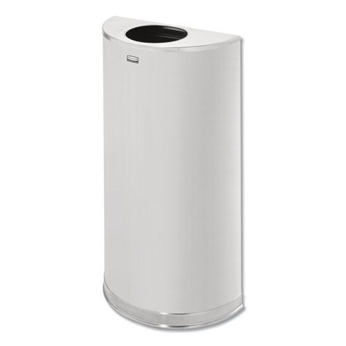 European And Metallic Series Open Top Half-round Receptacle, 12 Gal, Steel, Black/chrome