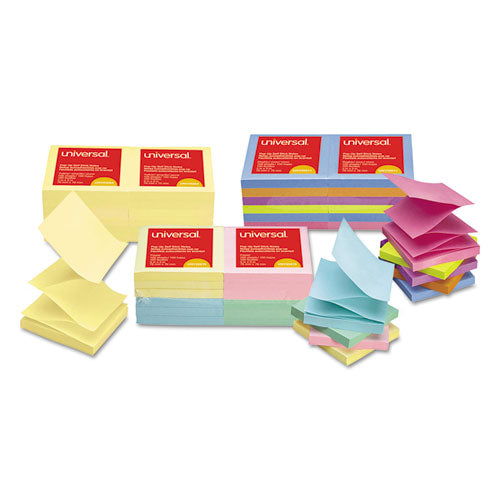 Fan-folded Self-stick Pop-up Note Pads Cabinet Pack, 3" X 3", Yellow, 90 Sheets/pad, 24 Pads/pack