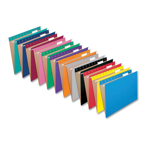 Colored Hanging Folders, Letter Size, 1/5-cut Tabs, Aqua, 25/box