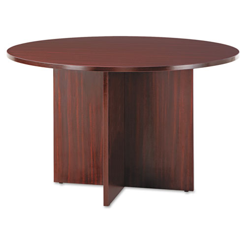 Alera Valencia Round Conference Table With Legs, 42" Diameter X 29.5h, Mahogany