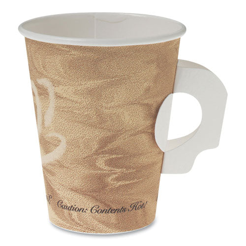 Mistique Polycoated Hot Paper Cups, 8 Oz, Printed, Brown, 50/ Sleeve, 20 Sleeves/carton