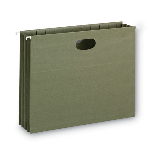 100% Recycled Hanging Pockets With Full-height Gusset, 1 Section, 3.5" Capacity, Letter Size, Standard Green, 10/box