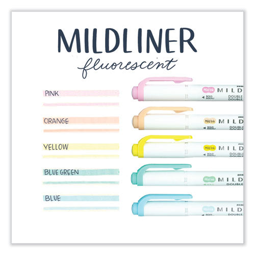 Mildliner Double Ended Highlighter, Assorted Ink Colors, Bold-chisel/fine-bullet Tips, Assorted Barrel Colors, 5/pack