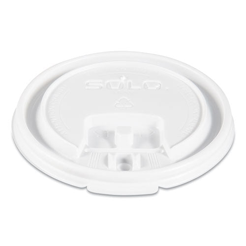 Lift Back And Lock Tab Lids For Paper Cups, Fits 10 Oz Cups, White, 100/sleeve, 10 Sleeves/carton