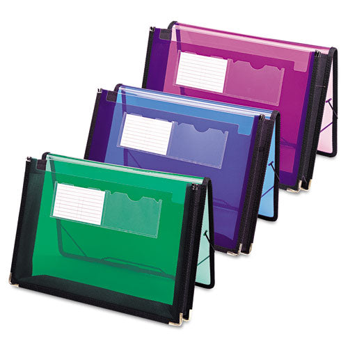 Poly Wallets, 2.25" Expansion, 1 Section, Elastic Cord Closure, Letter Size, Translucent Purple