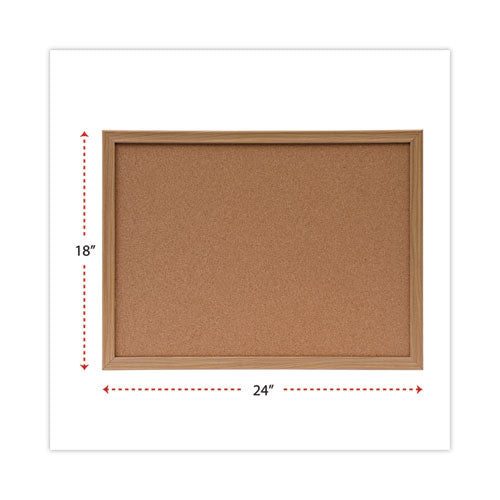 Cork Board With Oak Style Frame, 24 X 18, Natural Surface