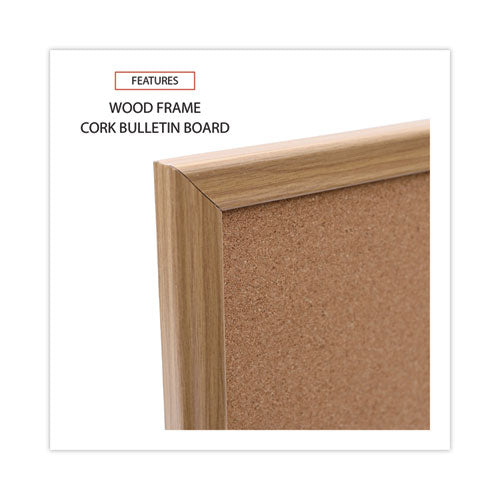 Cork Board With Oak Style Frame, 24 X 18, Natural Surface