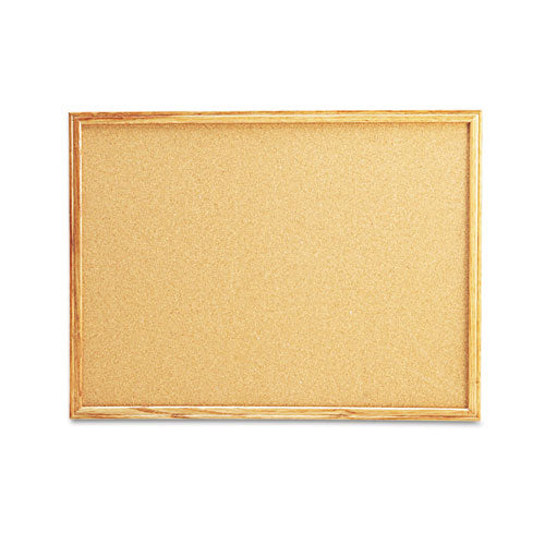 Cork Board With Oak Style Frame, 24 X 18, Natural Surface