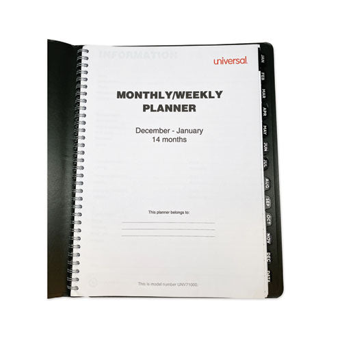 Weekly Planner, 11 X 8, Black Cover, 14-month, Dec 2022 Through Jan 2024