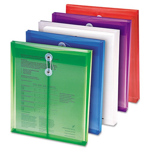 Poly String And Button Interoffice Envelopes, Open-end (vertical), 9.75 X 11.63, Clear, 5/pack